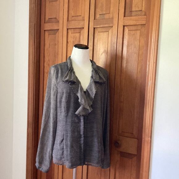 Coldwater Creek Chiffon Buttondown Blouse, Size L - Picture 1 of 10